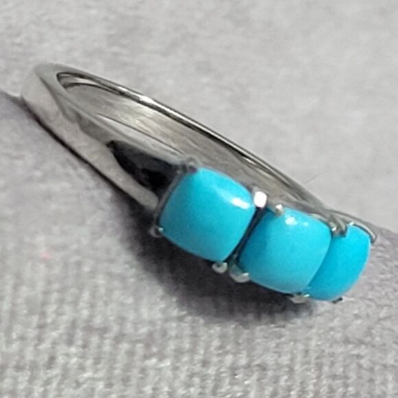 Sleeping Beauty Turquoise 3 Stone Ring - Picture 8 of 12